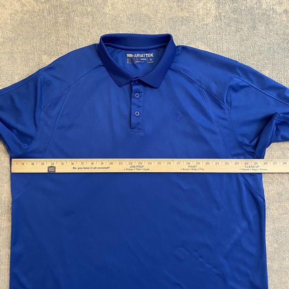 Ariat Polo Shirt Mens 2XL Blue AriatTEK Heat Series Performance Golf Stretch - Picture 5 of 11